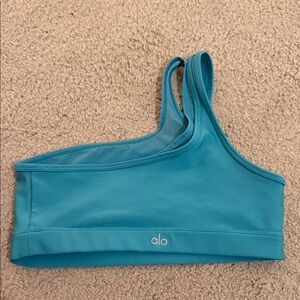 ALO Yoga Teal Asymmetric Sports Bra